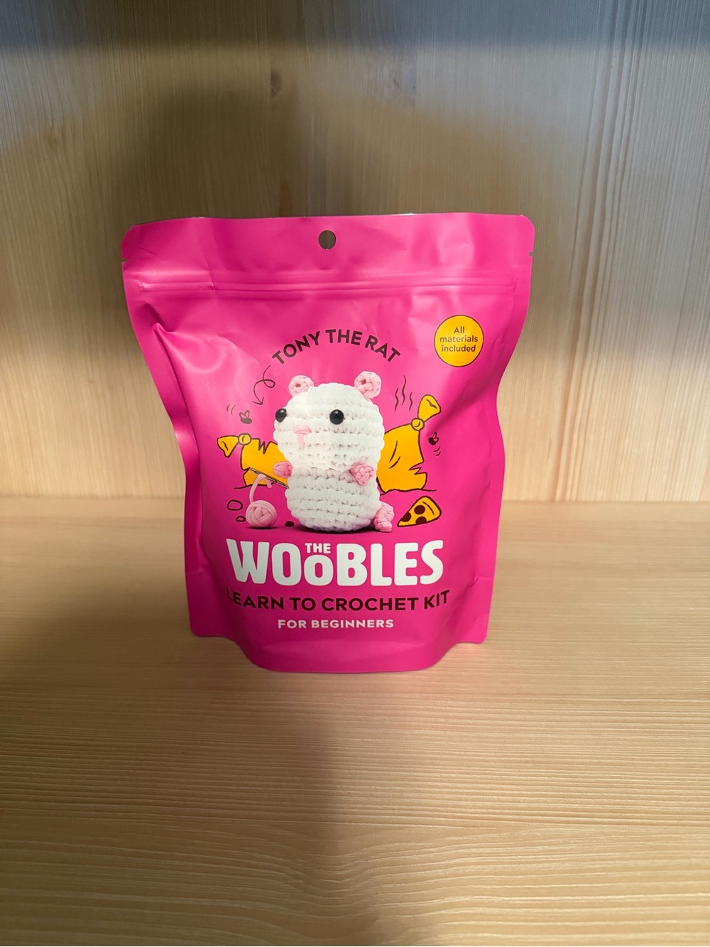 The Woobles Tony the Rat Learn to Crochet Kit - Pink